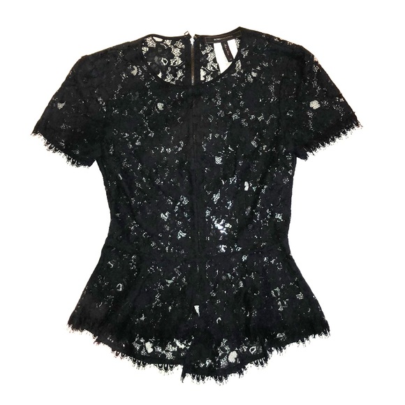 BCBG Black Lace Peplum Top - Picture 1 of 5